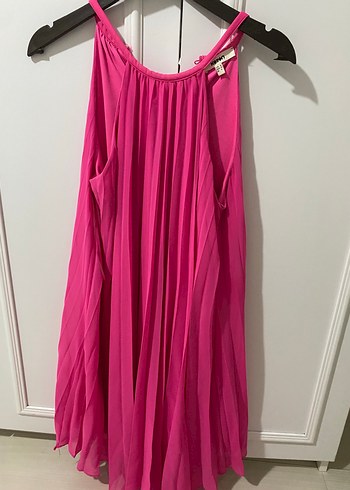 Koton Pembe Pilili Uzun Askılı Kadın Abiye Elbise