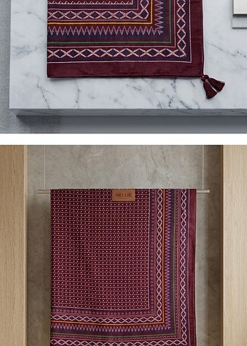 Diğer Bordo Geometrik Desenli Sal