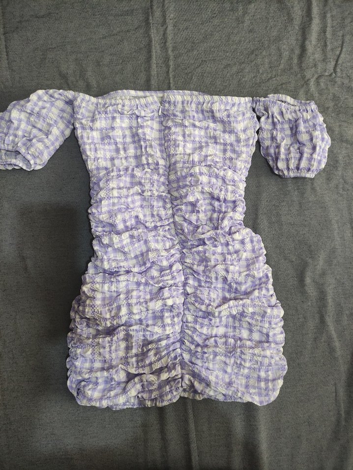 Lila Mini Elbise Ruffle Detaylı - Görsel 2