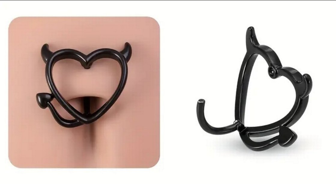 şeytan kalp göbek piercing - Görsel 2