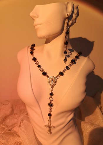 rosary kolye küpe seti