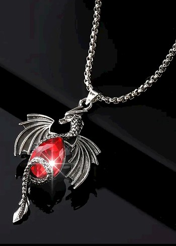 Kırmızı Taşlı Gotik Ejderha Kolye
