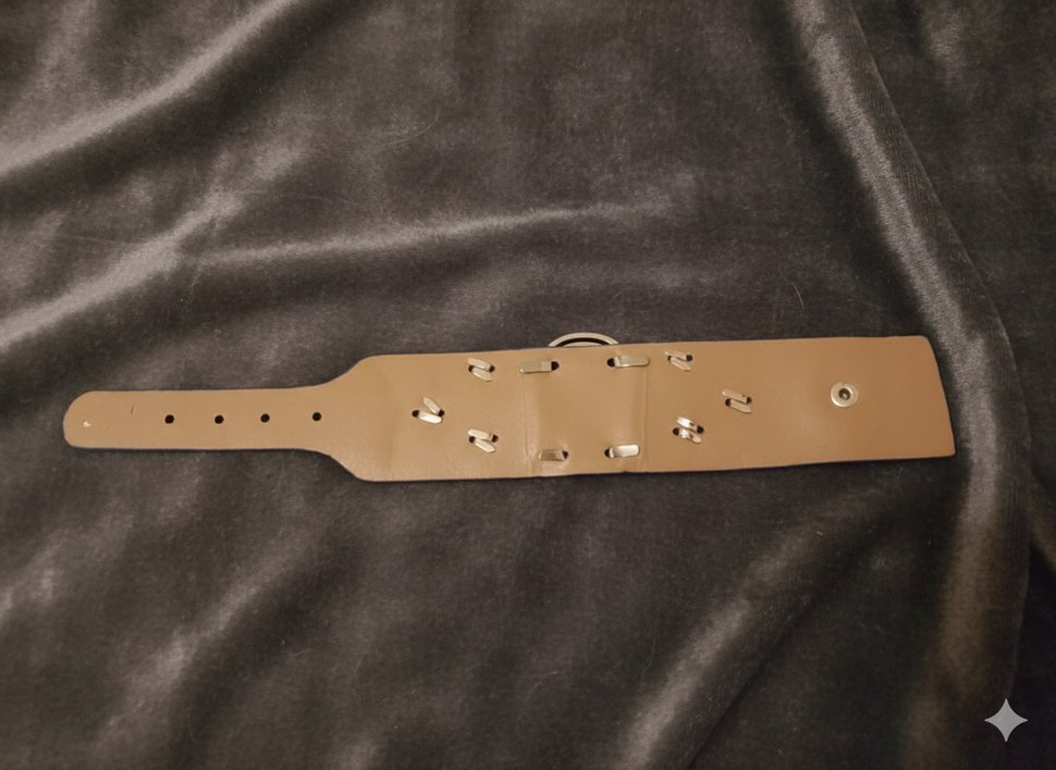 Mavi Renkli Kafatası Desenli Deri Bileklik - Görsel 3