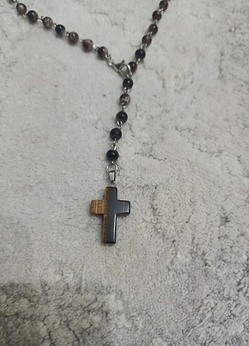 Kaplan gözü rosary haç kolye