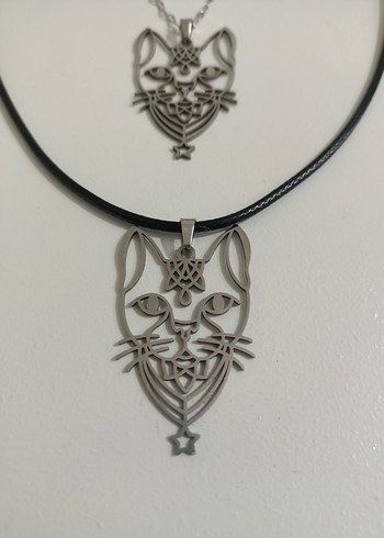 Sterling silver kedi kolye