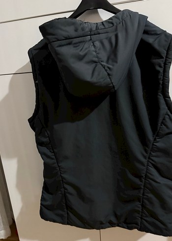 Siyah Kapüşonlu Fermuarlı kadın yelek - Görsel 2