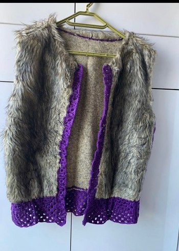American Vintage Mor Detayli Gri Pelus Kolsuz Yelek