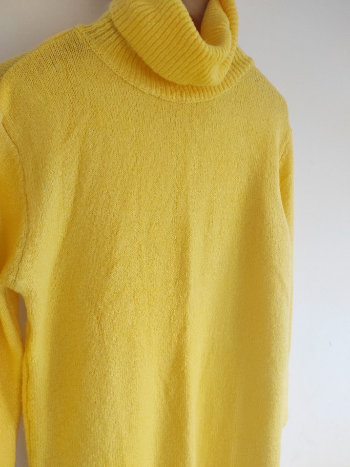 Sarı Yüksek Yakalı Triko Elbise - Görsel 2