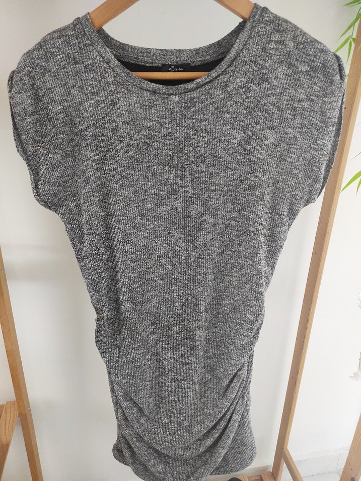 Zara gri triko elbise - Görsel 4