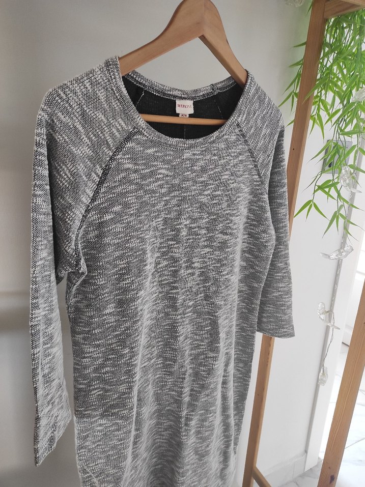 Gri Kadın Pamuklu Midi Triko Elbise - Görsel 3