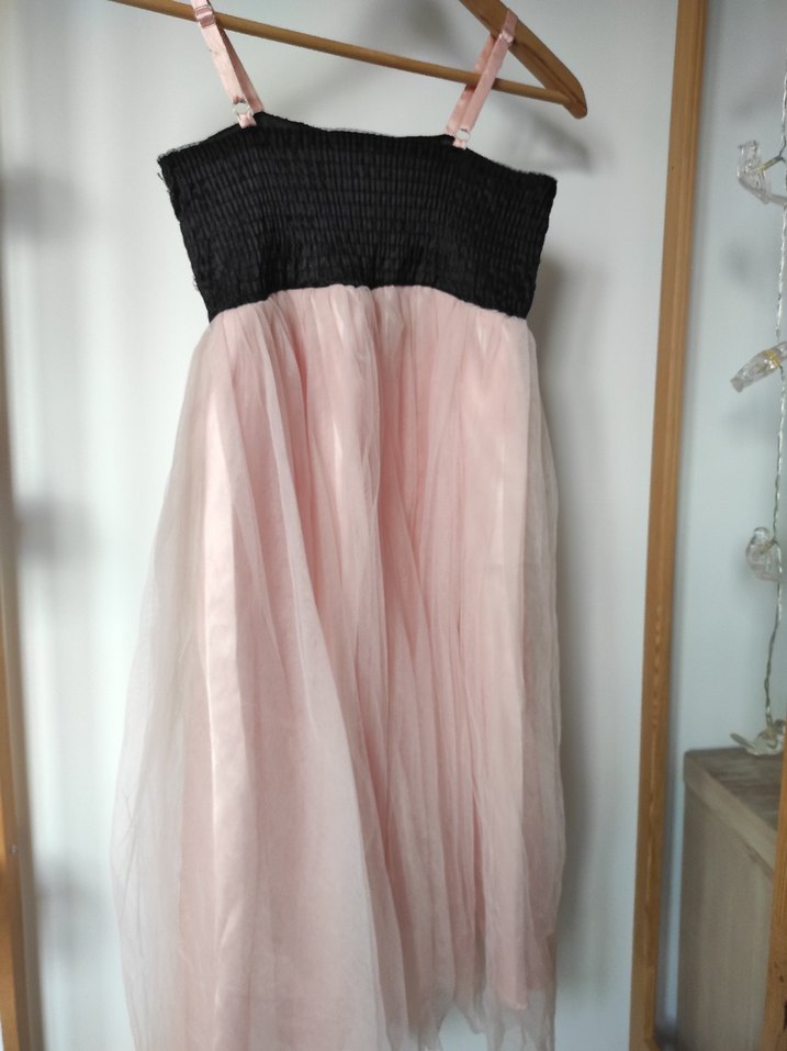 Pembe Siyah Payet Detaylı Kız Elbisesi - Görsel 3