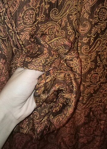 44 Beden kahverengi Renk Etnik Desenli Bluz Tunik Vintage