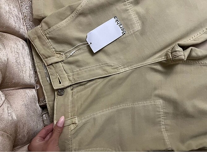 s Beden ten rengi Renk Bershka kargo pantolon