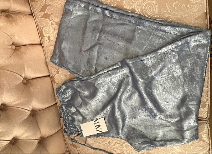 s Beden mavi Renk Zara saten pantolon