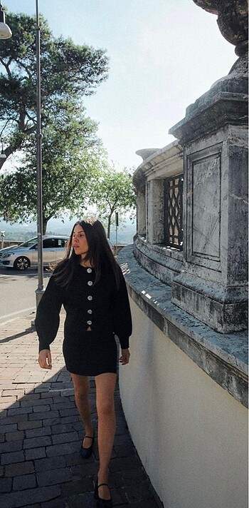 Zara gül detayli düğmeli hırka