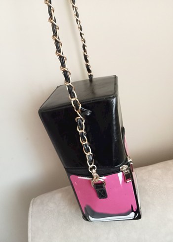 Zincir Detaylı Pembe Deri Kadın Çapraz Çanta - Görsel 2