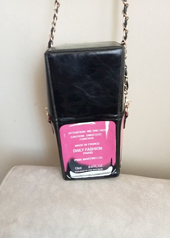 Zincir Detaylı Pembe Deri Kadın Çapraz Çanta - Görsel 5