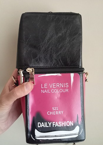 Zincir Detaylı Pembe Deri Kadın Çapraz Çanta - Görsel 7