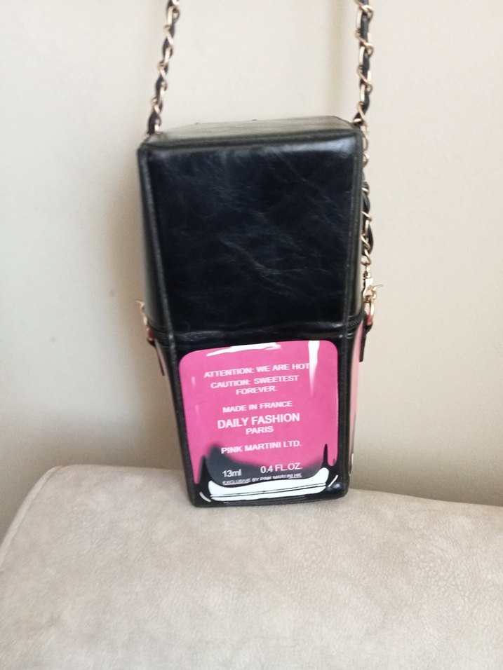 Zincir Detaylı Pembe Deri Kadın Çapraz Çanta - Görsel 5