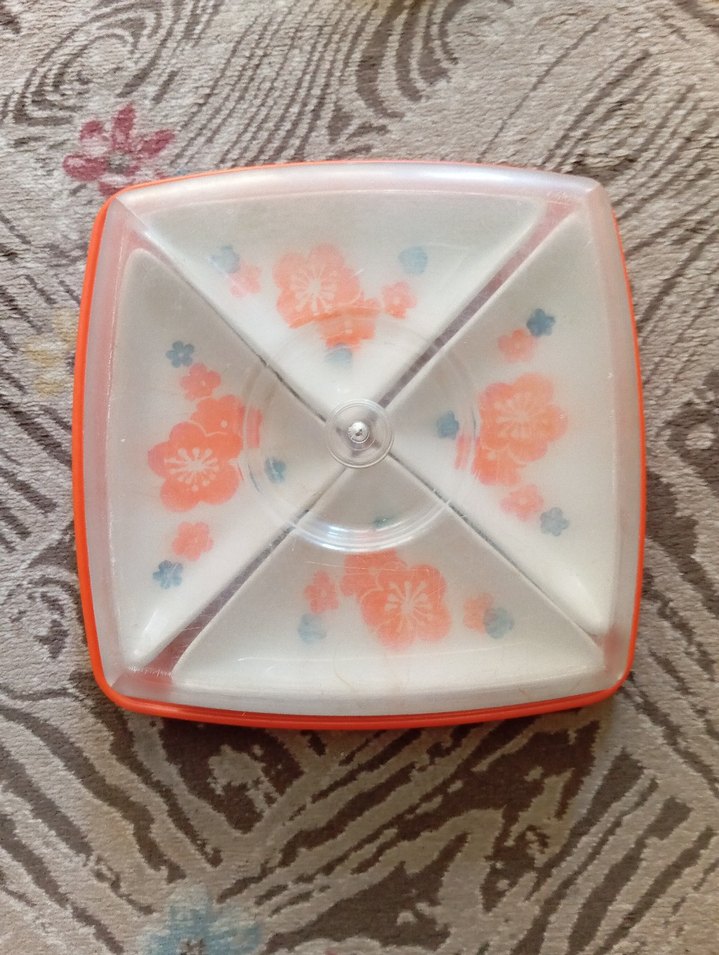 Turuncu Çiçek Desenli Bölmeli Servis Tabağı - Görsel 2