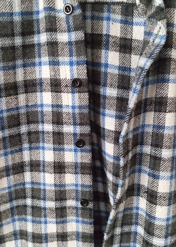 Düğmeli Gri Ekose Erkek Oduncu Gömlek - Görsel 3