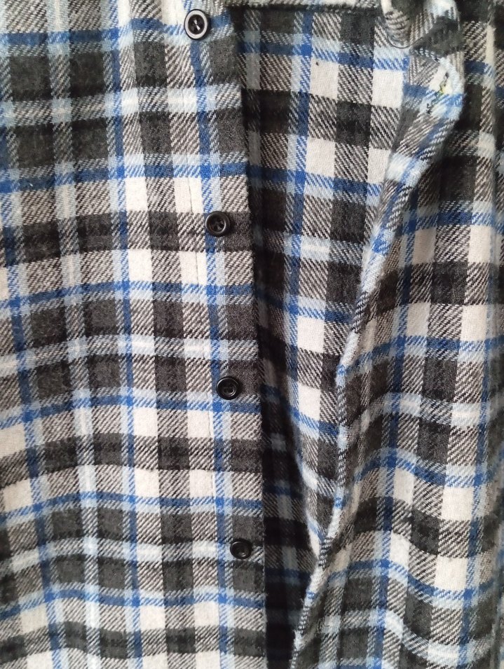 Düğmeli Gri Ekose Erkek Oduncu Gömlek - Görsel 3