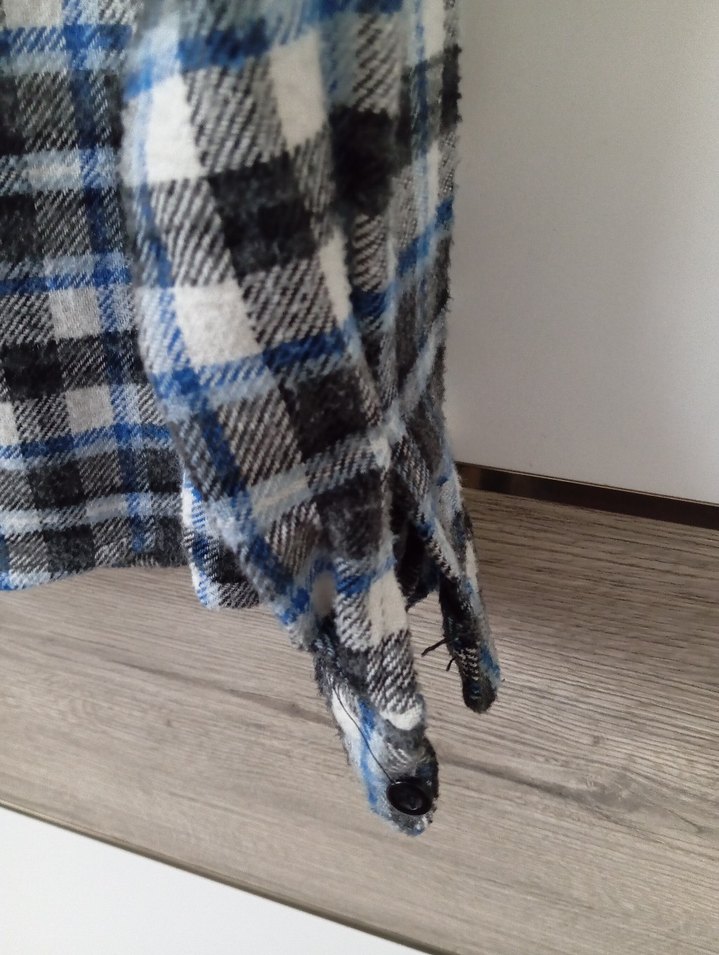 Düğmeli Gri Ekose Erkek Oduncu Gömlek - Görsel 4