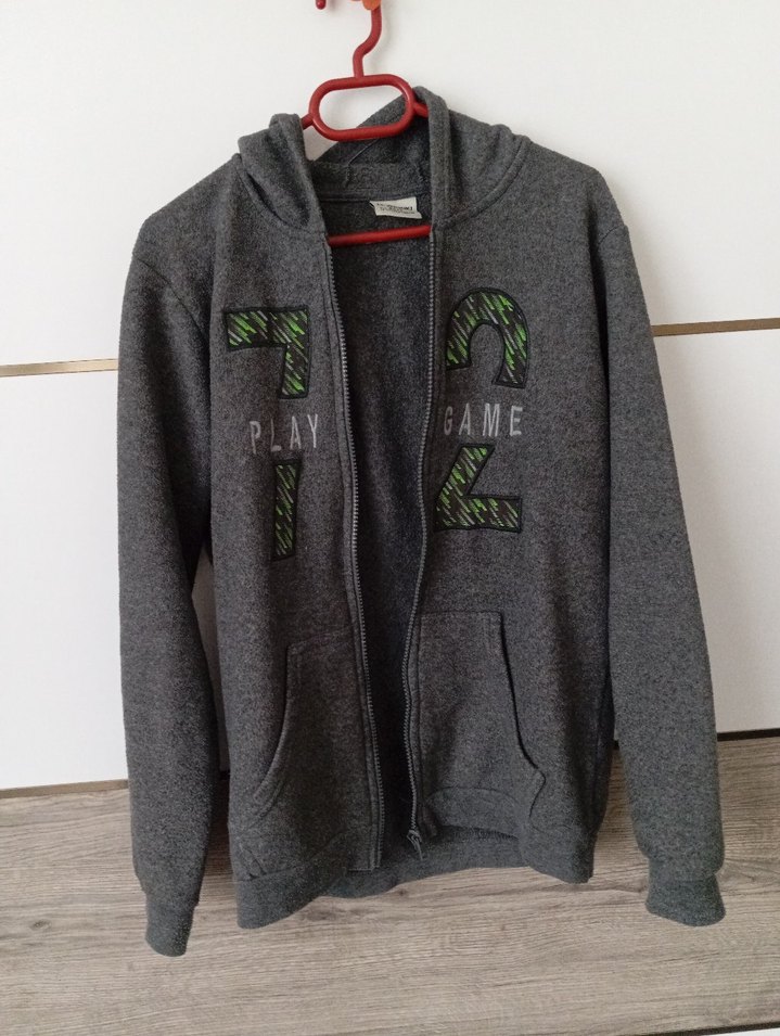 Erkek Gri Fermuarlı Polar Sweatshirt Hırka - Görsel 3