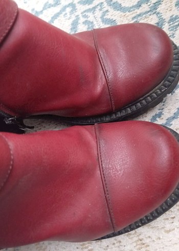 Kırmızı Deri Tokalı Kadın Bot - Görsel 7