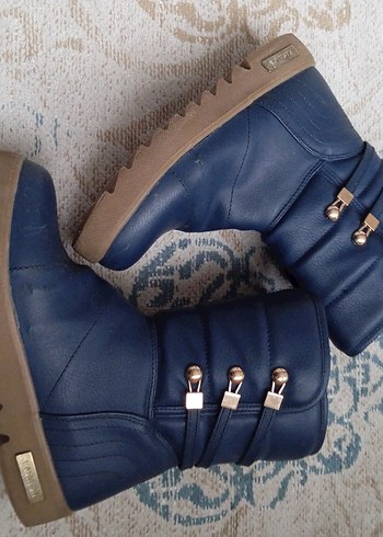 Kadın Mavi Dolgu Topuklu Lastik Bot - Görsel 3