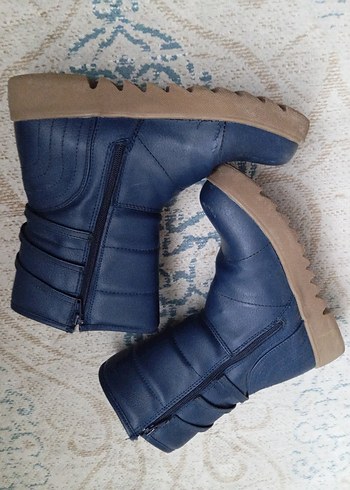 Kadın Mavi Dolgu Topuklu Lastik Bot - Görsel 6