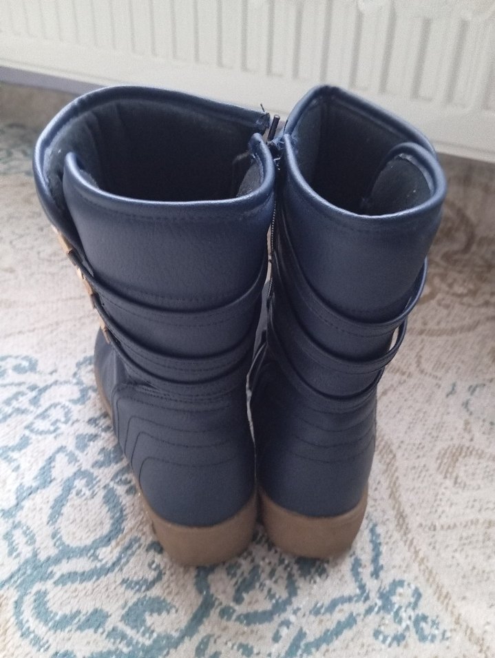 Kadın Mavi Dolgu Topuklu Lastik Bot - Görsel 2