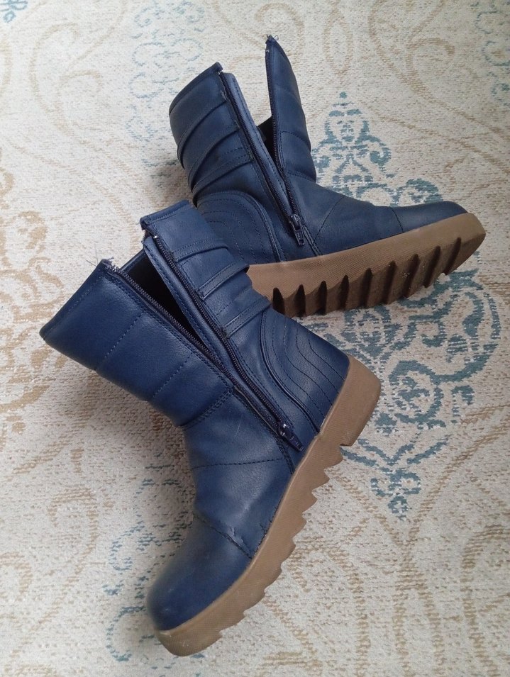 Kadın Mavi Dolgu Topuklu Lastik Bot - Görsel 4