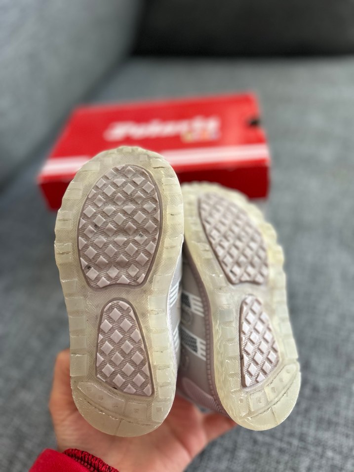 Beyaz Gri Erkek Çocuk Spor Ayakkabı Velcro - Görsel 4