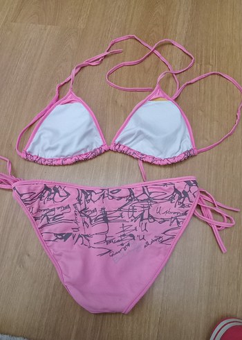 Diğer Pembe Desenli Mini İpli Bikini