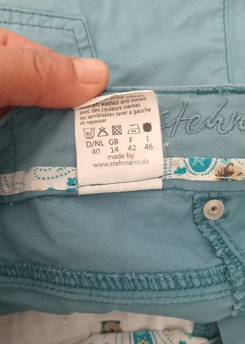 Kadın Mavi Denim Bermuda Şort Kemerli - Görsel 5