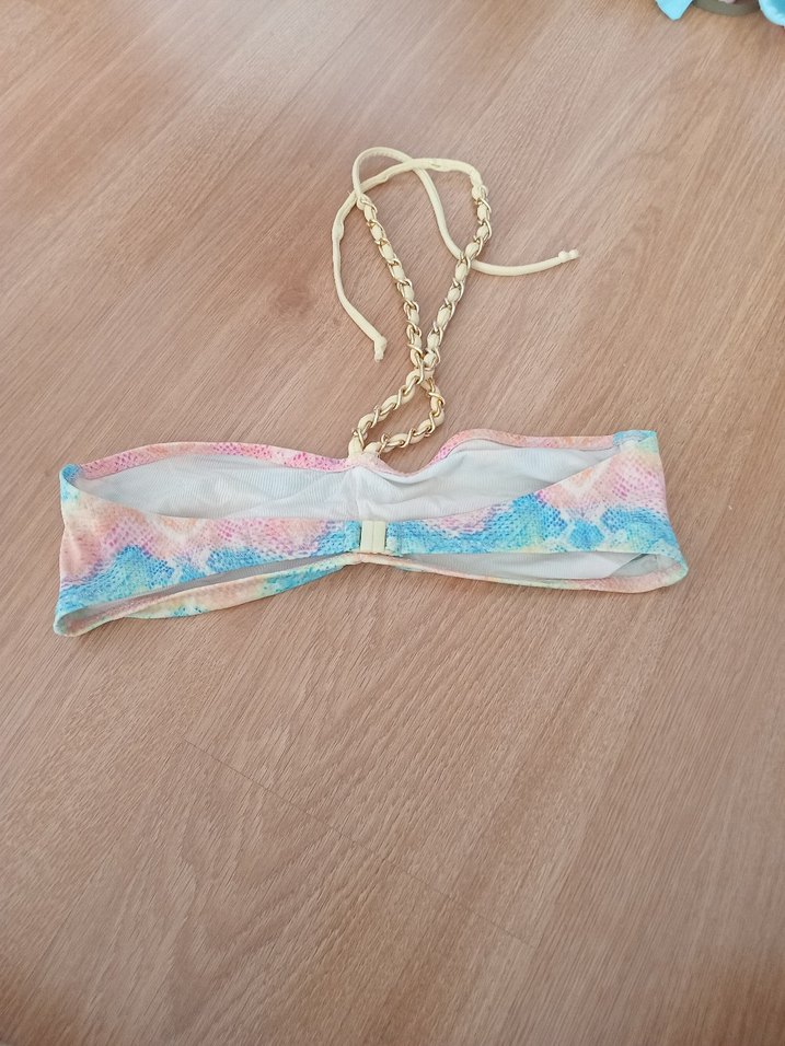 Zincir Detaylı Pastel Renkli Bohem Bikini Üstü - Görsel 2