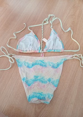 Bağcıklı Çok Renkli Bohem Kadın Bikini - Görsel 2