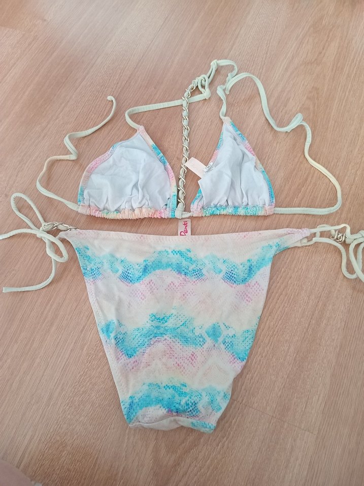 Bağcıklı Çok Renkli Bohem Kadın Bikini - Görsel 2