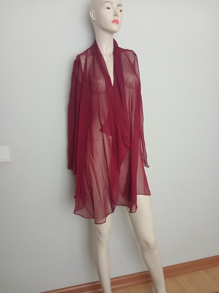 Bordo Uzun Kollu Mini Pareo - Görsel 2