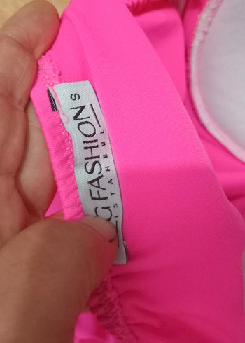 Pembe Straplez Mini Fırfırlı mayo - Görsel 3