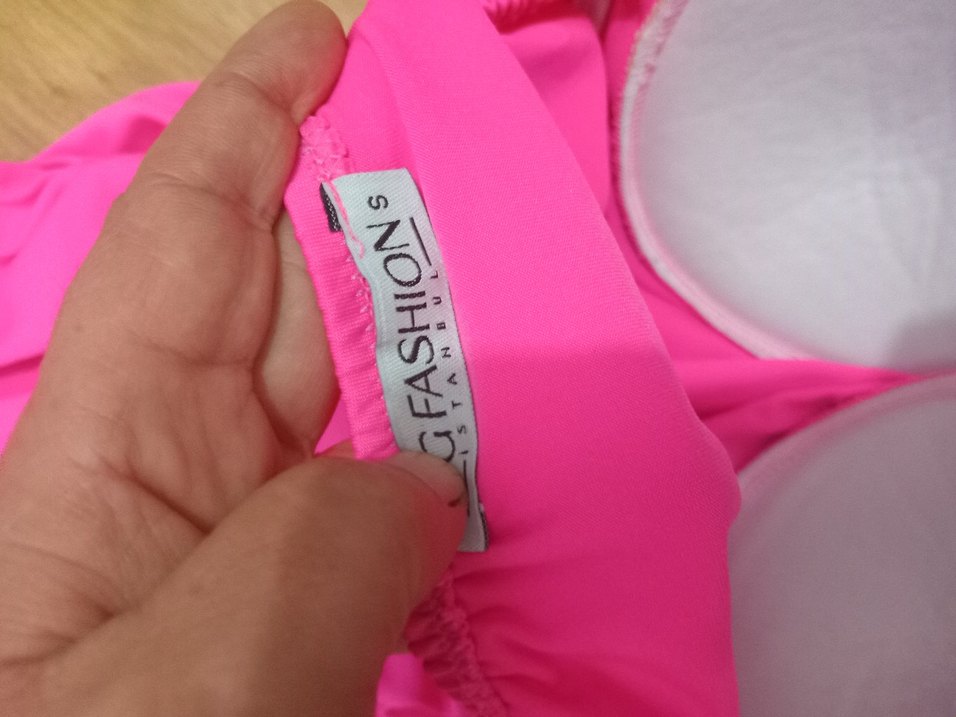 Pembe Straplez Mini Fırfırlı mayo - Görsel 3