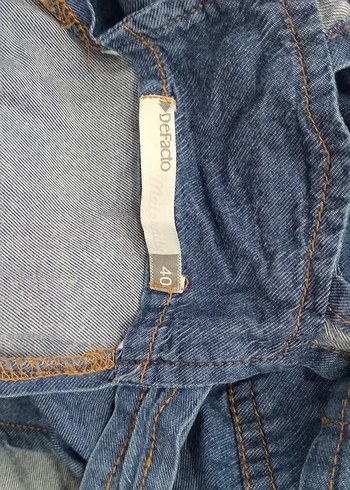 Kadın Mavi Denim Midi hamile Salopet - Görsel 4