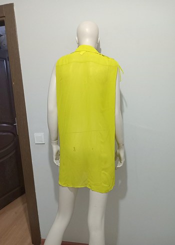 Sarı Mini Kolsuz Kadın pareo - Görsel 3