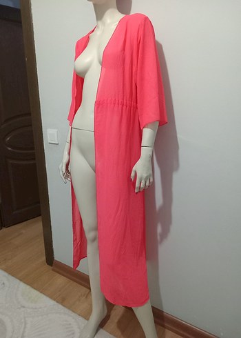 Pembe Uzun Bol Kesim Kadın pareo - Görsel 2