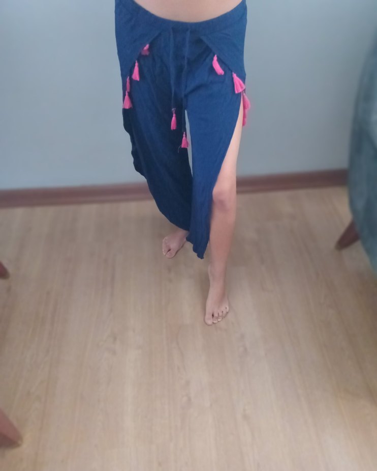 Püsküllü Mavi Bohem Kadın pareo - Görsel 2