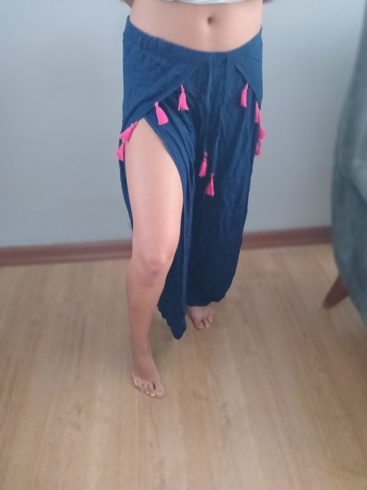 Püsküllü Mavi Bohem Kadın pareo - Görsel 4