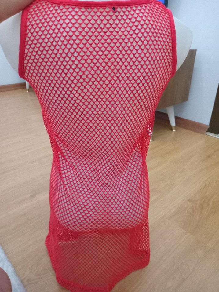 Kırmızı Dantel Detaylı pareo - Görsel 3