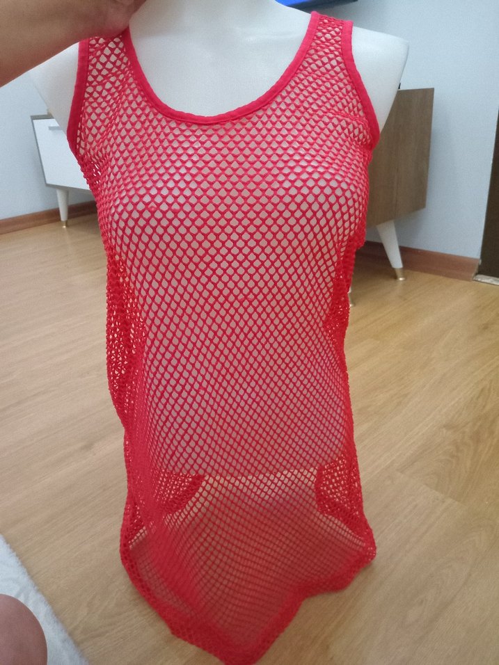 Kırmızı Dantel Detaylı pareo - Görsel 2