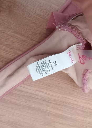 Pembe Fırfırlı Mini Bikini Üstü - Görsel 4